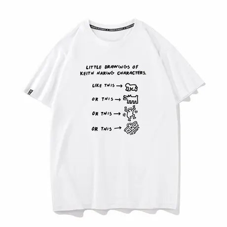 秀洛凯斯哈林周边衣服半袖纯棉宽松打底街头艺术家短袖T恤男体恤商品大图