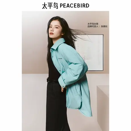 【张婧仪同款】太平鸟女装冬季新款翻领鹅绒泡芙羽绒服A3ACE414K图片