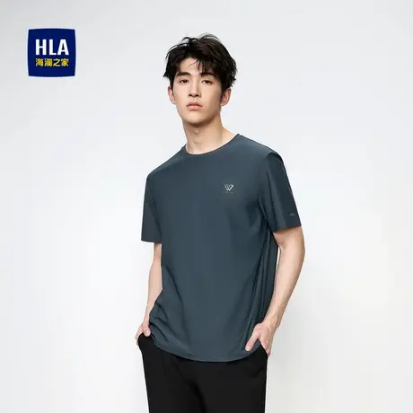 HLA/海澜之家时尚舒适短袖T恤春夏透气耐穿弹力圆领高周波短t男商品大图