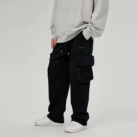 ER简约基础多口袋工装裤子男国潮牌hiphop运动裤百搭宽松休闲长裤商品大图