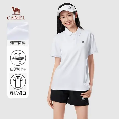 骆驼女装polo衫2025夏季新款短袖吸湿速干衣透气翻领情侣纯色t恤商品大图