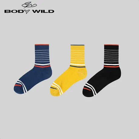 BODYWILD宝迪袜子运动黄色休闲袜棉质中筒袜百搭经典ZBN94TV7图片