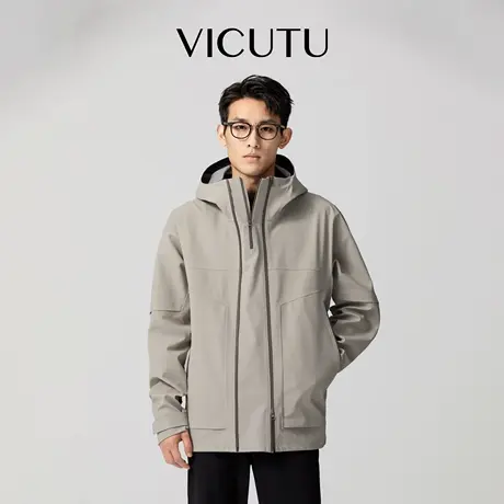 VICUTU威可多男士风衣潮流时尚连帽外套简约日常休闲百搭新款风衣图片