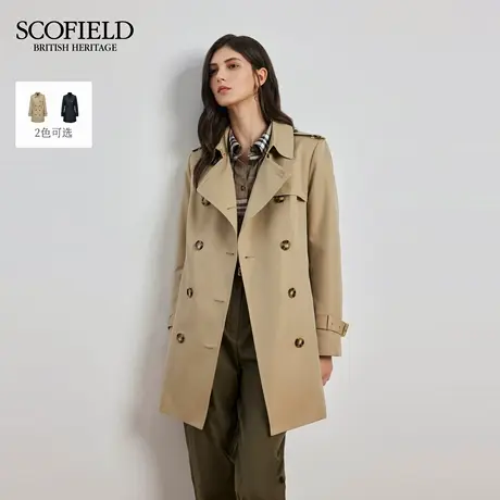 【含棉】Scofield女装英伦风双排扣风衣肩章袖袢设计2025秋季新品图片