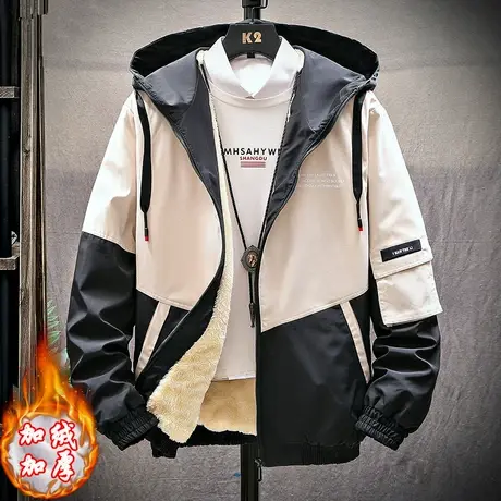 男士外套秋冬季2023新款韩版潮流帅气衣服冬装加绒加厚工装男夹克商品大图