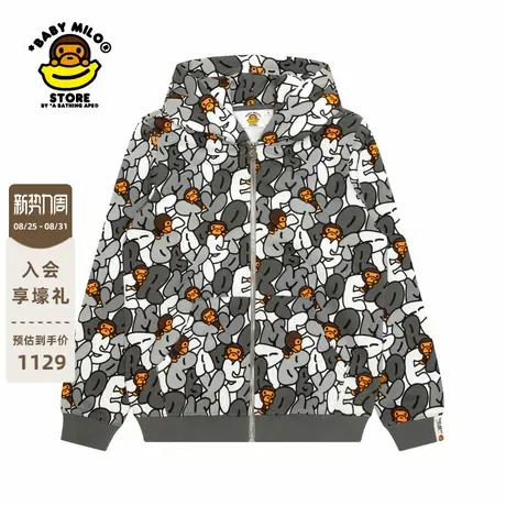 BABY MILO STORE女装秋冬卡通小猴薄绒连帽卫衣外套3044XXP图片