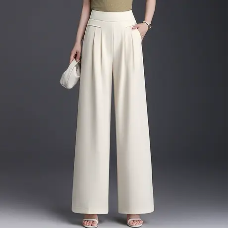 高腰垂顺阔腿长裤女2025夏季新薄款通勤遮肚显瘦时尚百搭休闲裤子商品大图