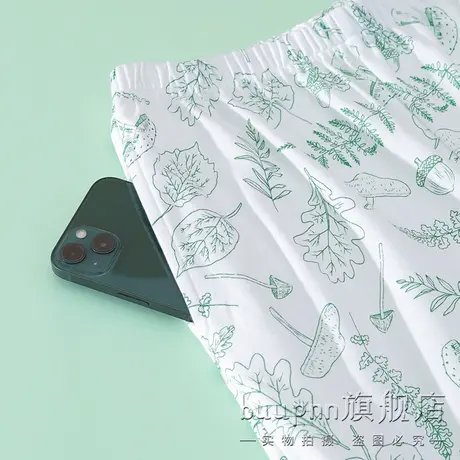 纯棉睡裤长裤单条有口袋女家居碎花裤子瞌睡裤商品大图