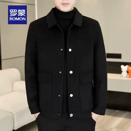 【双面呢+含绵羊毛】罗蒙男士翻领呢子大衣2025秋季新款百搭外套商品大图