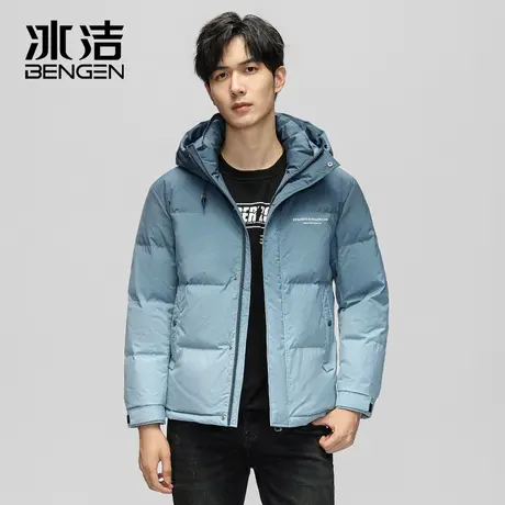 冰洁羽绒服男短款2023冬季新款连帽加厚工装渐变色保暖外套DO图片