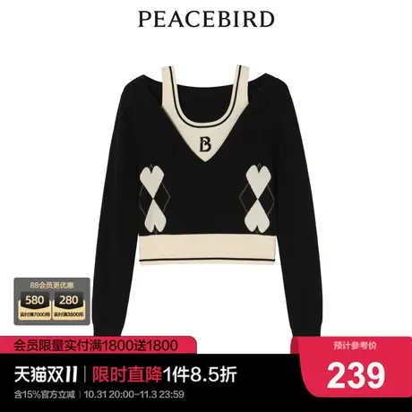太平鸟时尚2022冬季新款假两件酷美线套衫A5EEC4C87商品大图
