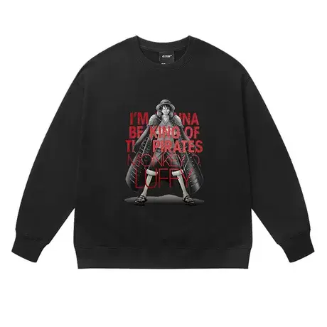 日系卡通漫画路飞海贼王圆领卫衣oversize潮牌外套男二次元上衣商品大图