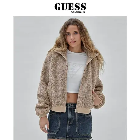 GUESS Originals  女士美拉德休闲拉链外套-W3BL49WETV0商品大图
