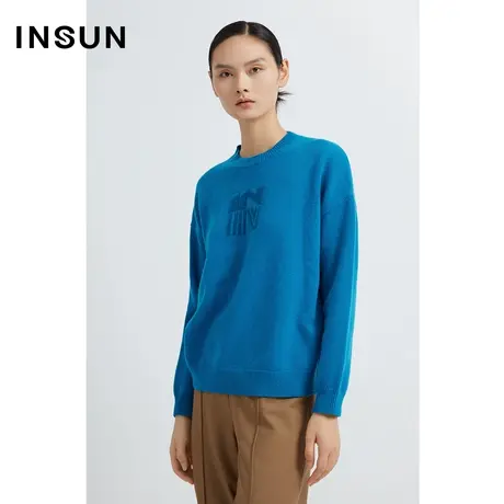 INSUN恩裳线上专选冬季美丽诺羊毛针织衫套头毛衫图片