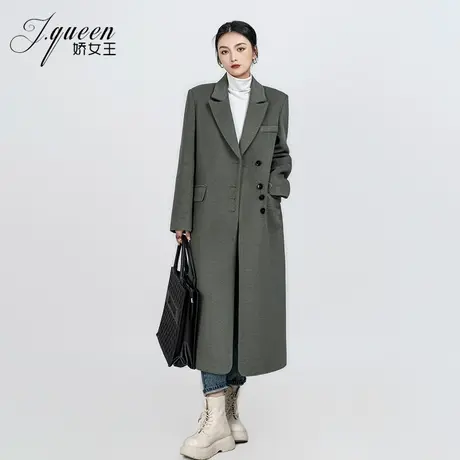 毛呢大衣女秋冬季新款气质复古高级设计感加厚呢子西装中长款外套商品大图