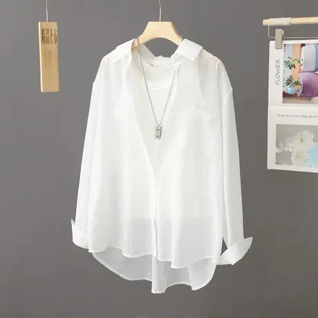 中长款轻薄白色防晒衬衫女开衫紫外线夏季轻薄透气防晒衣外套宽松商品大图