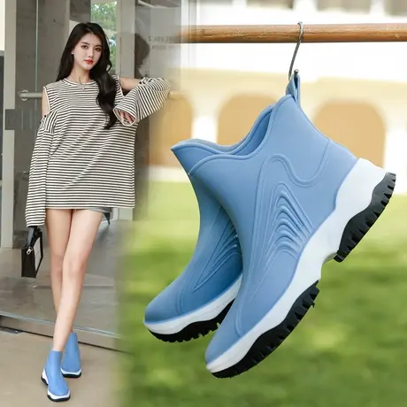 雨靴女时尚款可外穿胶鞋女款防水防滑雨鞋户外下雨天专用的鞋水鞋商品大图