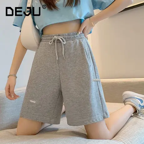 灰色短裤女夏外穿休闲薄款显瘦运动中裤宽松a字高腰阔腿5五分裤商品大图