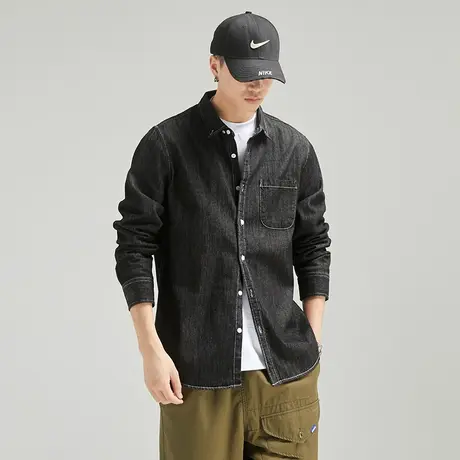 Modi Nick/摩帝尼克复古水洗牛仔衬衫休闲简约舒适帅气上衣男款图片