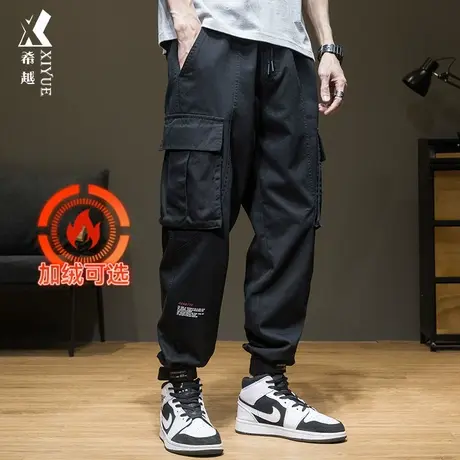 夏季工装裤男宽松大码男士胖子运动束脚裤加绒美式春秋加大休闲裤图片