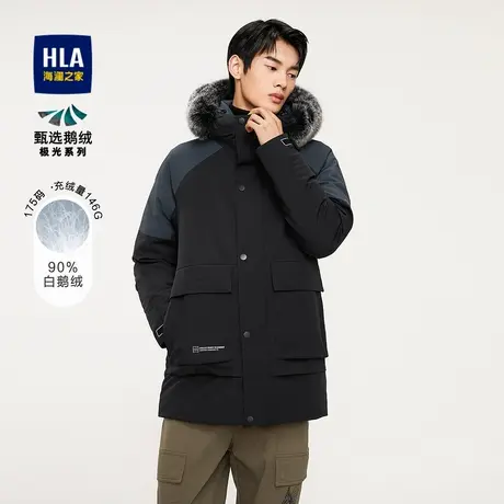 【烈儿宝贝直播间】海澜之家石墨烯鹅绒羽绒服秋冬狐狸毛领外套男图片