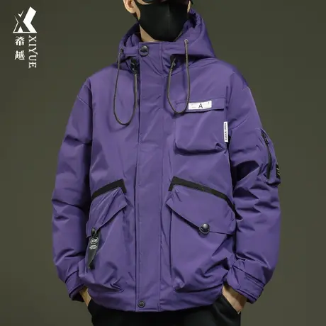 希越工装高级感鸭绒外套男秋冬季保暖宽松大码男士防水防污羽绒服图片