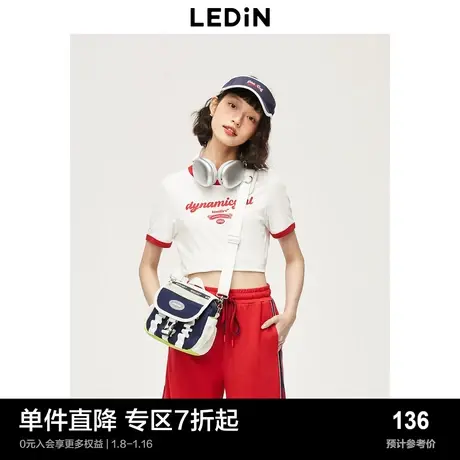 【GIRLS OUT联名】乐町字母印花短T恤女夏撞边短袖C3DAD2403图片