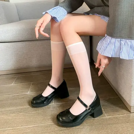 法式粗跟玛丽珍鞋女2024年春秋季新款复古百搭英伦风浅口小皮鞋图片