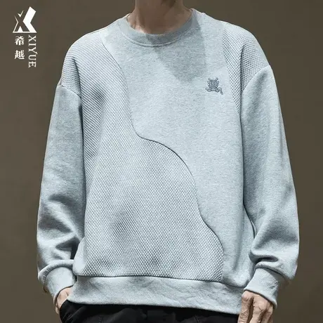 希越创意龙年刺绣卫衣男2024春季新款T恤宽松大码男士套头打底衫商品大图