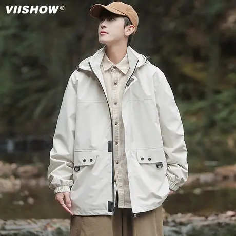 VIISHOW冲锋外套男2024新款潮牌工装登山服衣服夹克男生防风防水商品大图