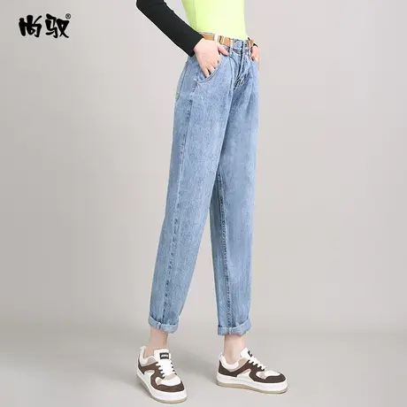 牛仔裤春秋2024年新款韩版宽松百搭松紧腰牛仔垮裤小脚老爹裤女潮图片