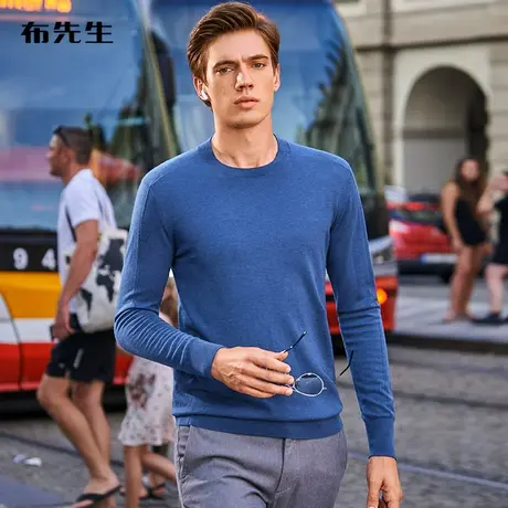 MrBu布先生羊毛衫男纯色圆领秋冬打底衫男士羊毛毛衣BF10365商品大图