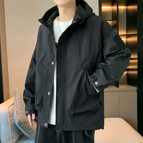 三防冲锋衣外套男春秋户外运动夹克男连帽潮牌宽松青少年春季褂子商品大图