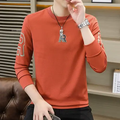 长袖T恤男秋季新款圆领无帽卫衣潮流时尚休闲百搭男装体恤上衣服图片