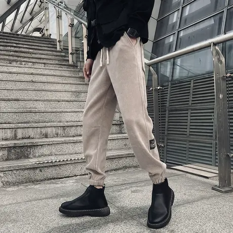 冬季加绒加厚裤子男2021新款雪尼尔男裤潮流百搭休闲裤痞帅潮男裤商品大图