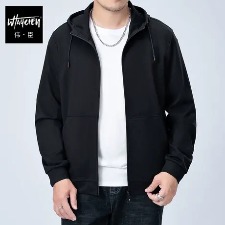 伟臣潮牌大码男装春季新品男式连帽卫衣胖子加肥加大宽松开衫外套图片