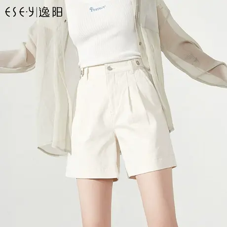 逸阳夏季蓝色彩棉牛仔短裤女休闲清仓捡漏高腰薄款显瘦A字阔腿裤商品大图