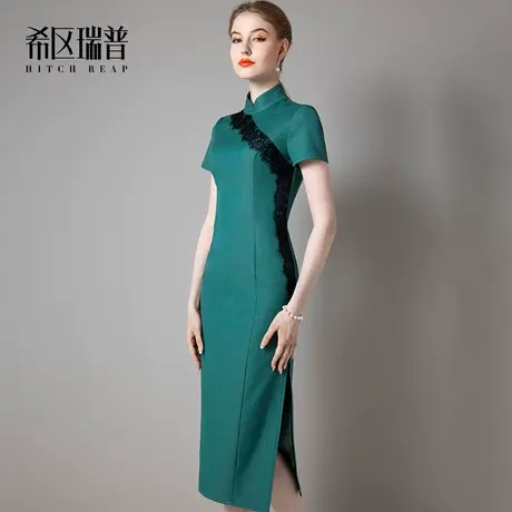 希区瑞普高端改良版民国复古旗袍拼蕾丝2023年新款夏季妈妈礼服女图片