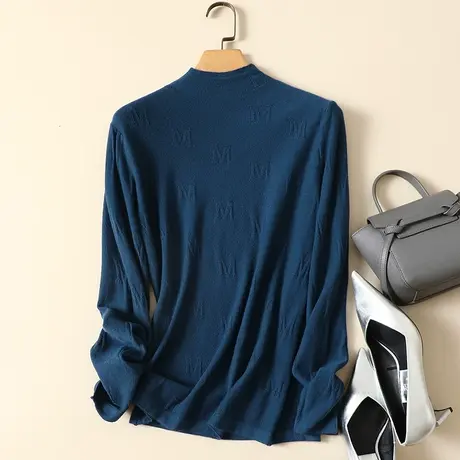 清仓！半高领毛衣套头打底衫女秋冬新款内搭宽松百搭洋气针织衫女商品大图