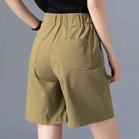 休闲高腰短裤女2023新款夏a字阔腿中裤五分裤女夏季薄款显瘦5分裤商品大图