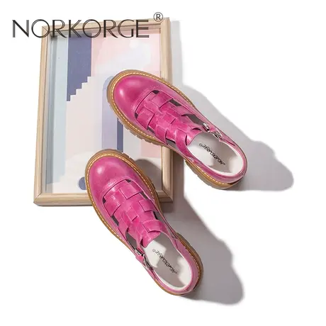 热情紫红色罗马单鞋图片