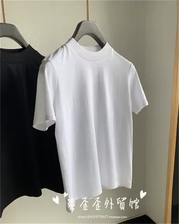 及简的天花板！基础款穿出了高及感！黑白螺纹领短袖T恤女上衣潮图片