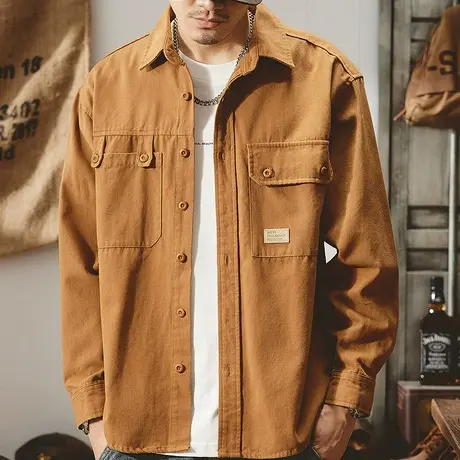 Modi Nick/摩帝尼克衬衫盐系男友穿搭纯色百搭男休闲宽松潮流外套商品大图