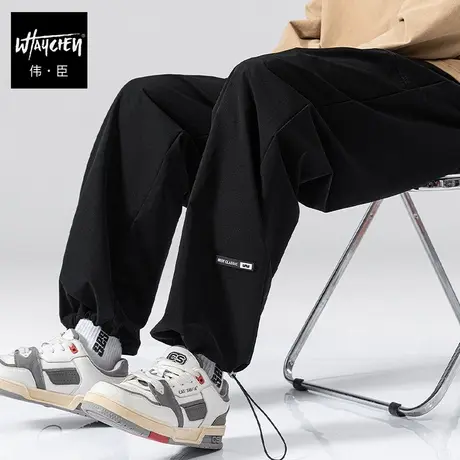 伟臣潮流大码男装夏季轻薄休闲长裤男胖子加肥加大宽松束脚弹力裤图片