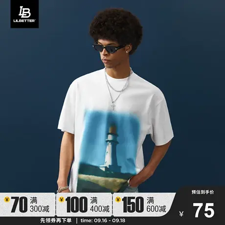 Lilbetter爱德华·霍普联名男士短袖t恤美式复古T恤印花半截袖lb商品大图