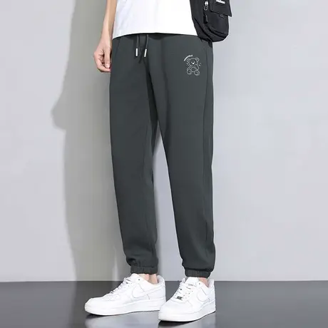 长裤子男韩版潮流春夏季运动裤九分抽绳小脚束脚小熊卫裤休闲百搭商品大图