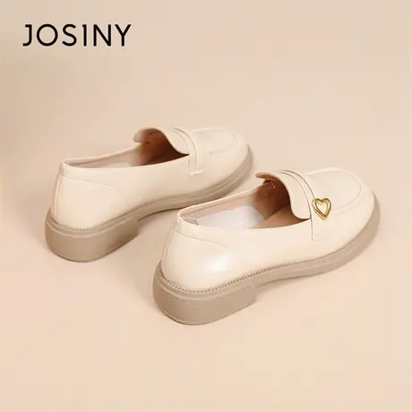 Josiny/卓诗尼乐福鞋女2024春季新款复古百搭一脚蹬单鞋jk小皮鞋商品大图