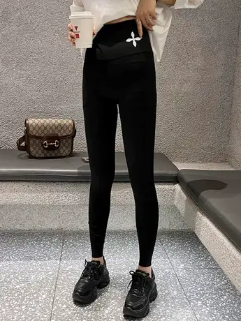 松紧腰弹性芭比裤运动瑜伽裤女2023秋季新款潮外穿加绒打底裤修身图片