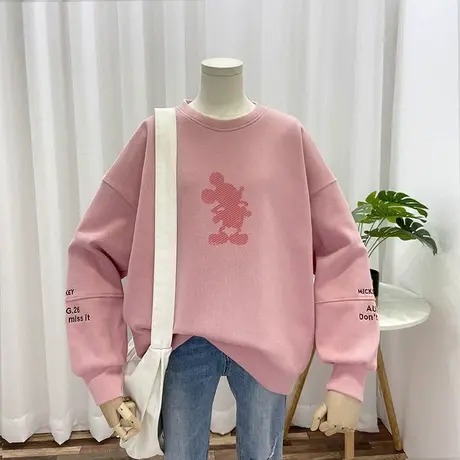 卫衣女春秋薄款2021新款韩版ins潮刺绣字母宽松百搭外套长袖上衣商品大图