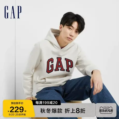 Gap男女装秋季新款LOGO碳素软磨抓绒卫衣791339运动连帽衫图片